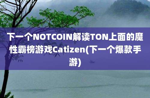 下一个NOTCOIN解读TON上面的魔性霸榜游戏Catizen(下一个爆款手游)