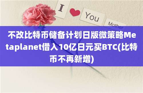 不改比特币储备计划日版微策略Metaplanet借入10亿日元买BTC(比特币不再新增)
