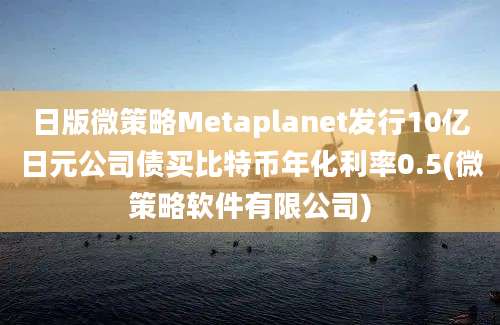 日版微策略Metaplanet发行10亿日元公司债买比特币年化利率0.5(微策略软件有限公司)