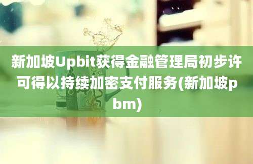 新加坡Upbit获得金融管理局初步许可得以持续加密支付服务(新加坡pbm)